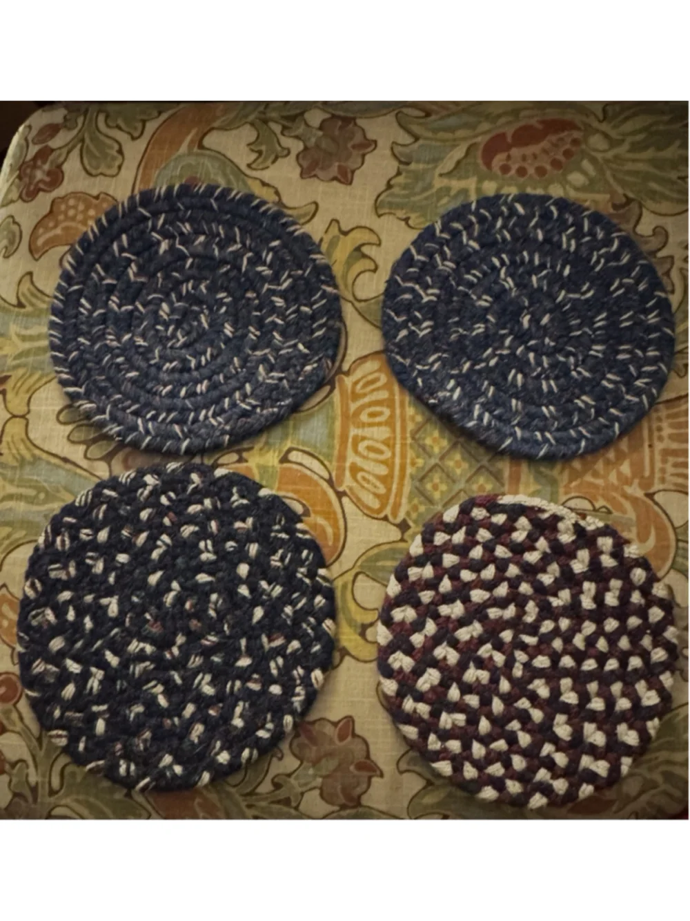 BRAIDED COTTON TRIVETS 8 INCH ROUND LOT of 4 Handmade From USA NEW